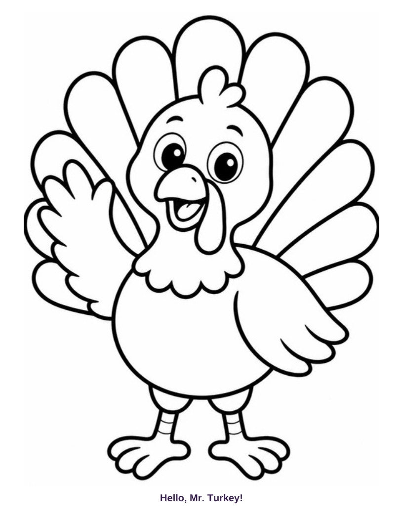 Coloring page: Hello, Mr. Turkey!