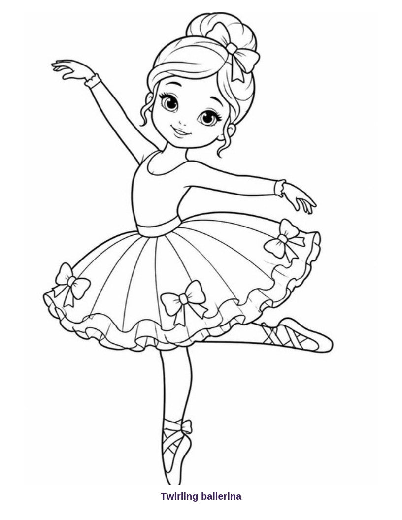 Coloring page: twirling ballerina