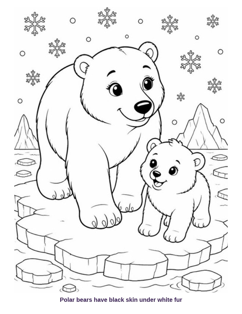 Coloring page: polar bear and cub