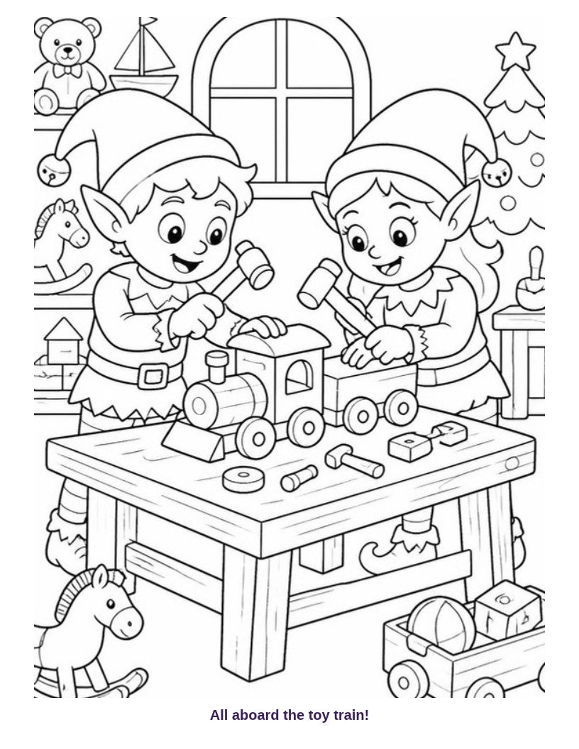 Coloring page: All aboard the toy train