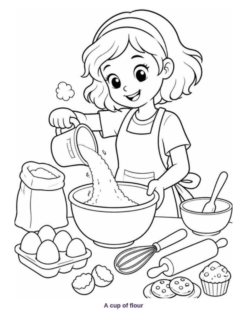 Coloring page: A cup of flour