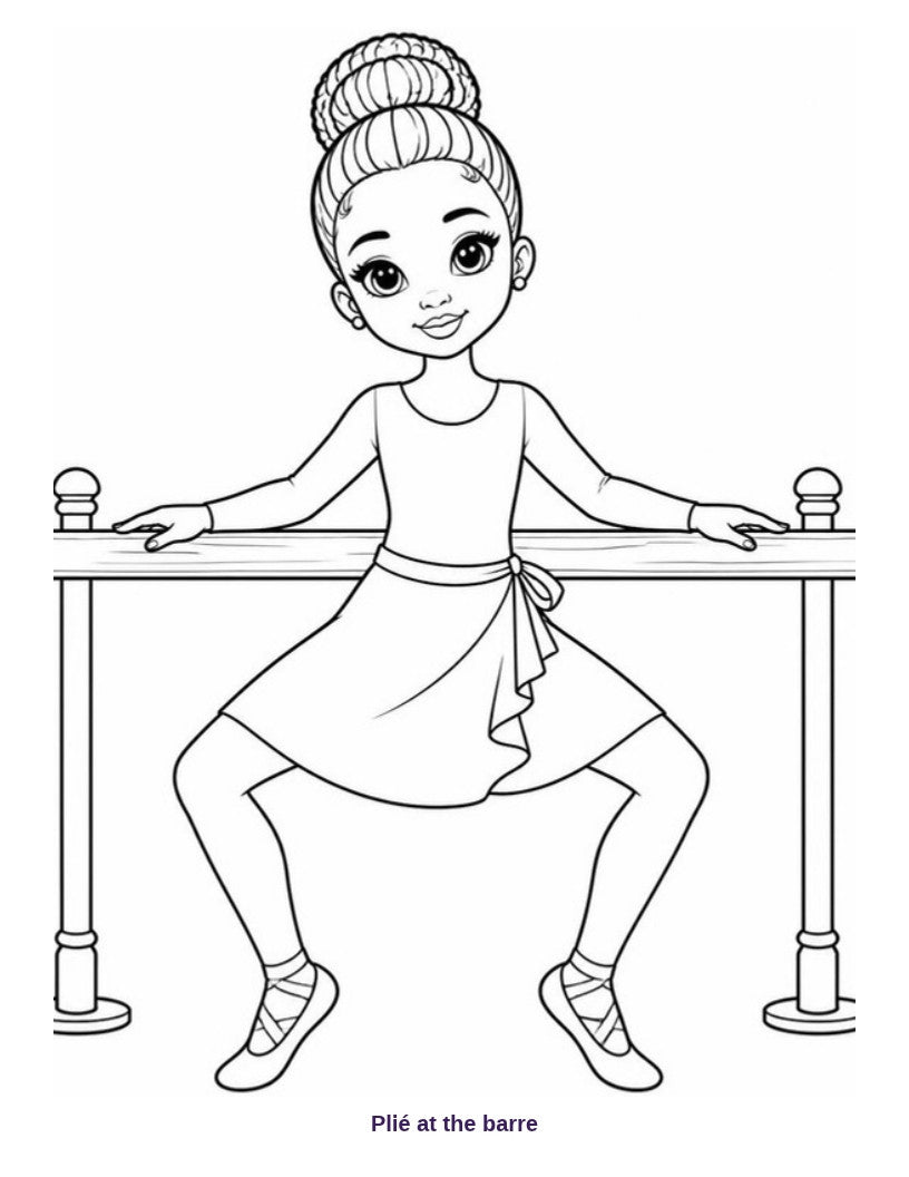 Coloring page: plie at the barre