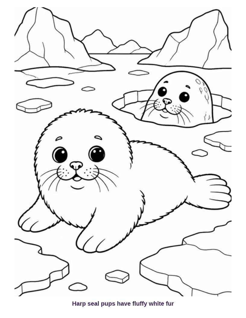 Coloring page: harp seal pup