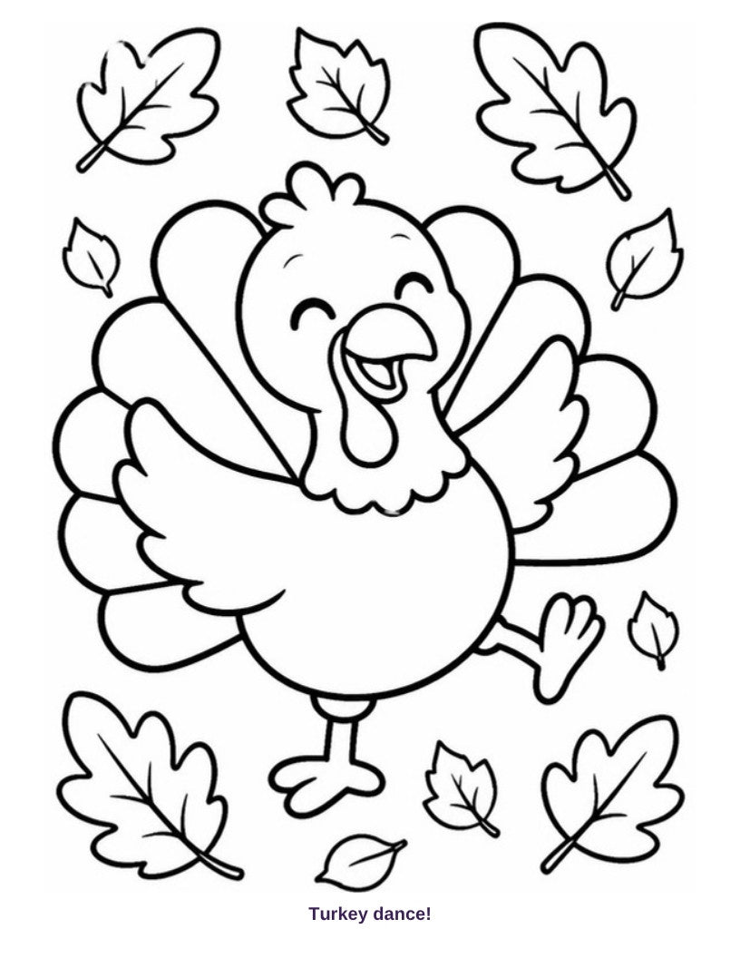 Coloring page: Turkey dance!