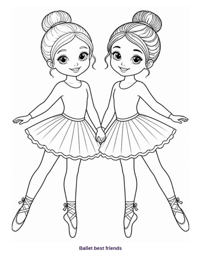 Coloring page: ballet best friends