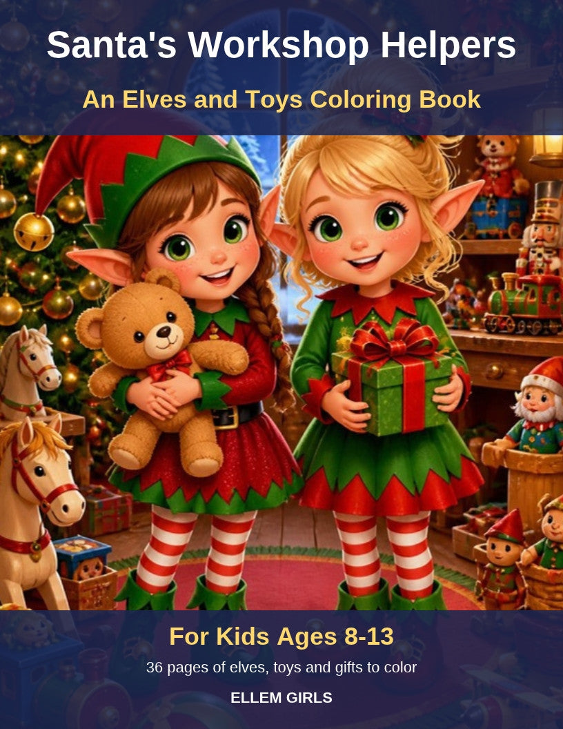 Santa's Workshop Helpers coloring book cover