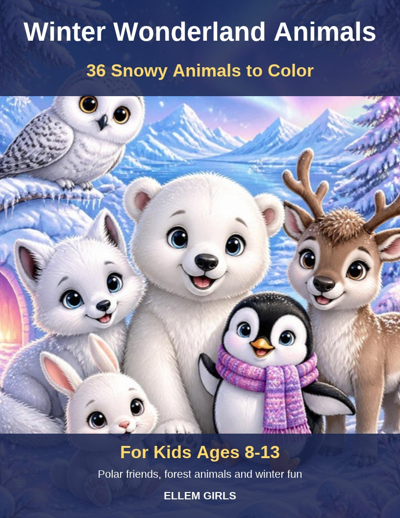 Winter Wonderland Animals coloring book cover