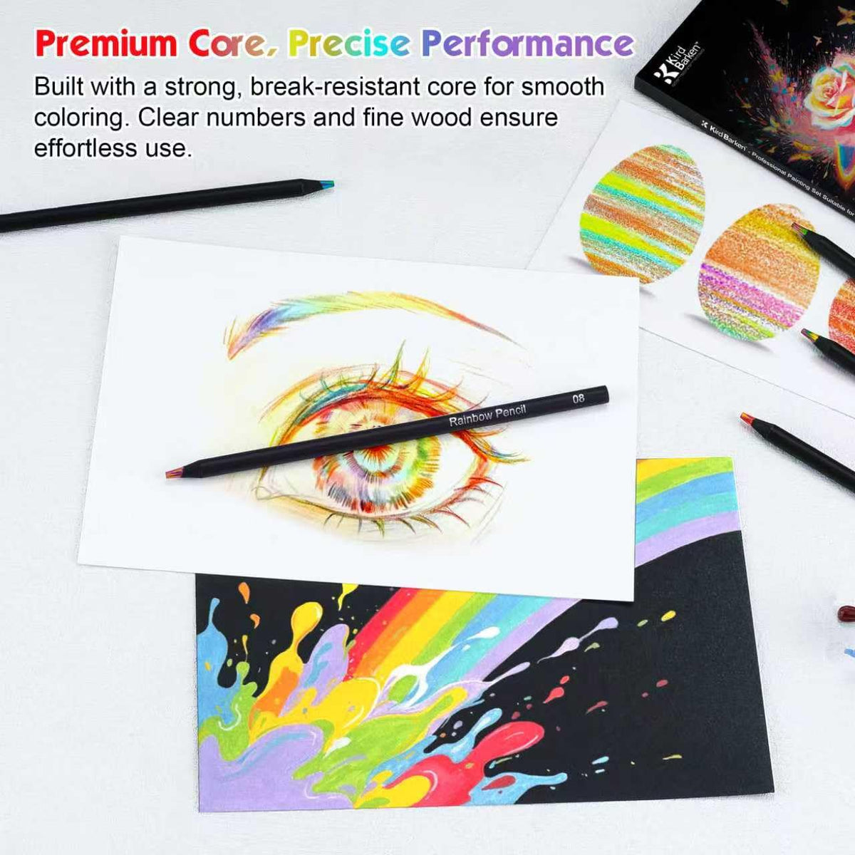Kird Barken Rainbow Colored Pencils, 24 Pack