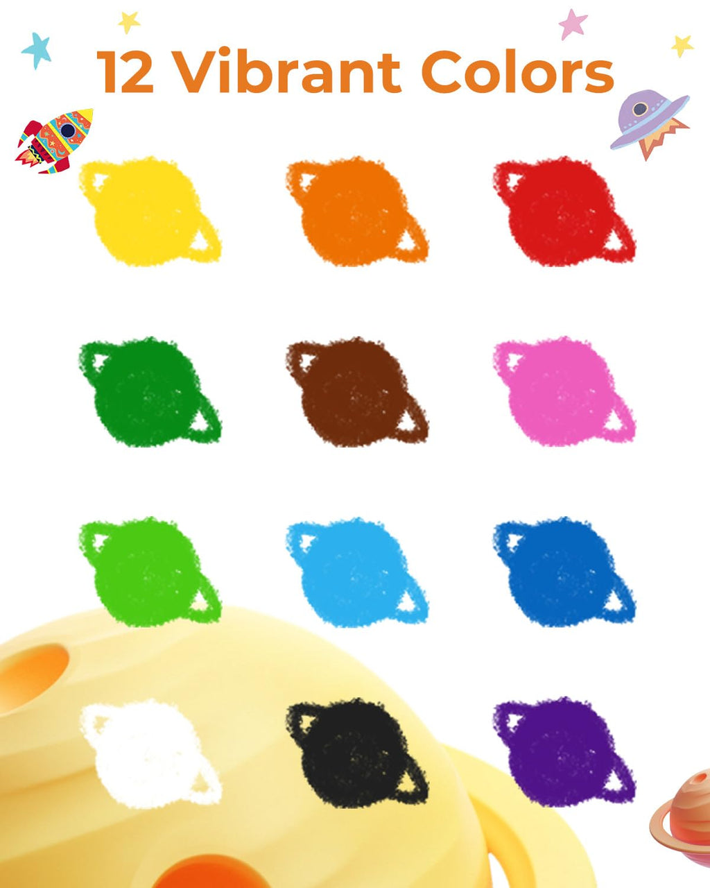 JUPITEARTH Twist Crayons, 12 Colors