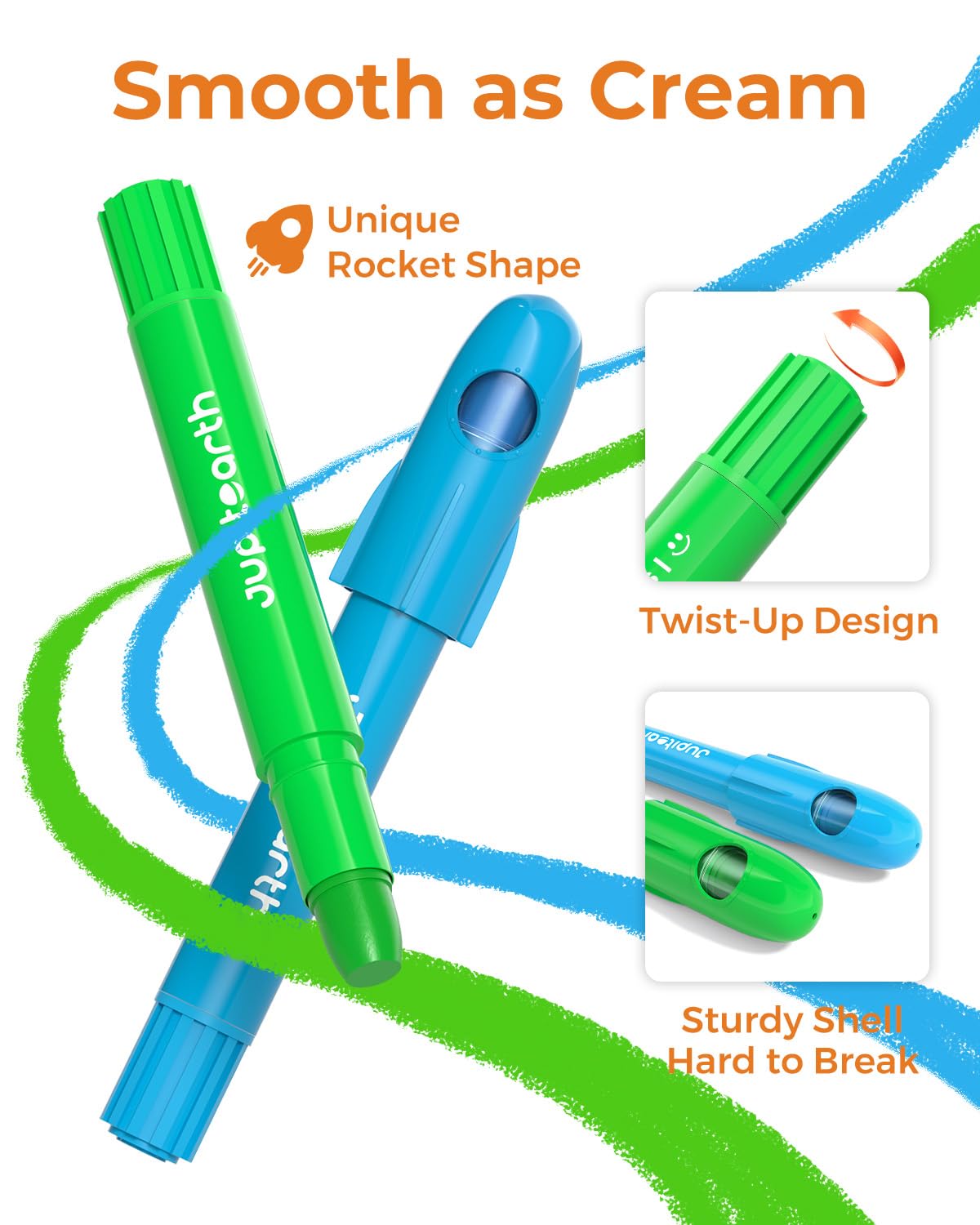 JUPITEARTH Twist Crayons, 12 Colors