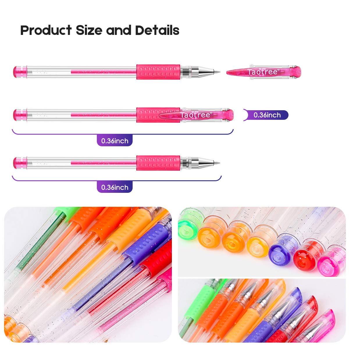 Taotree Glitter Gel Pens, 32 Colors