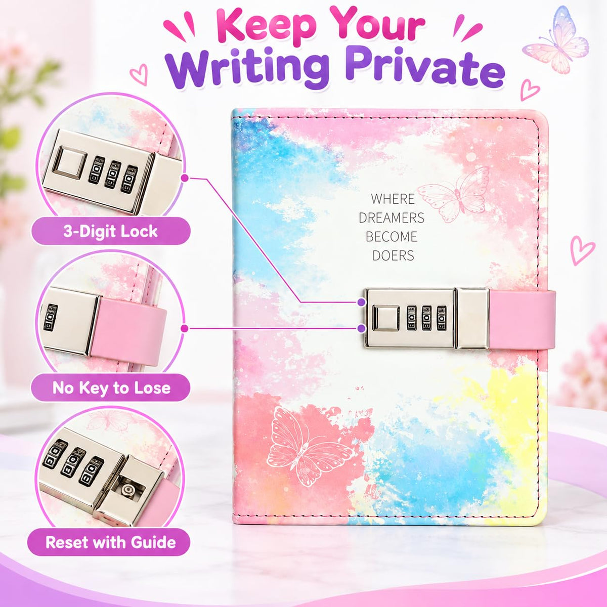 Diary with Lock for Girls 8-12