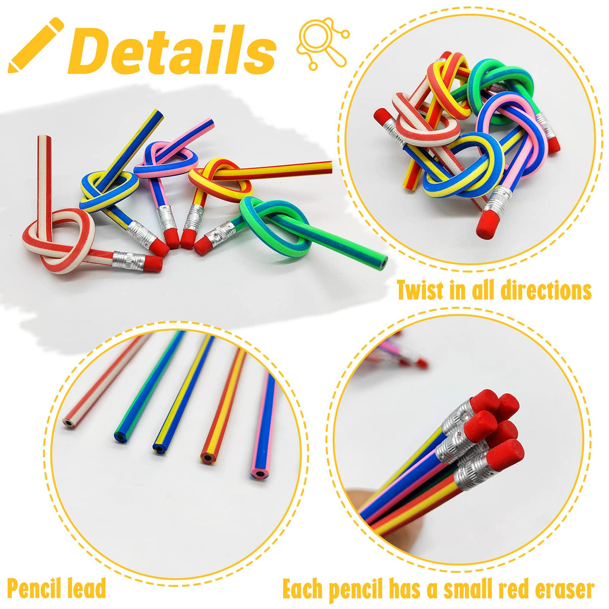 Flexible Bendy Pencils, 7 Inch, 40 Pack