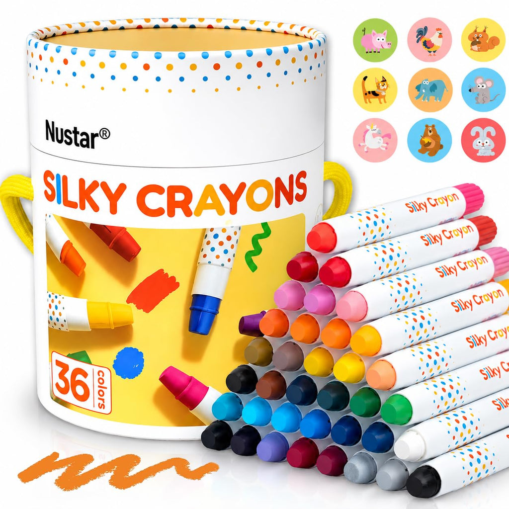 NUSTAR Jumbo Silky Crayons, 36 Colors