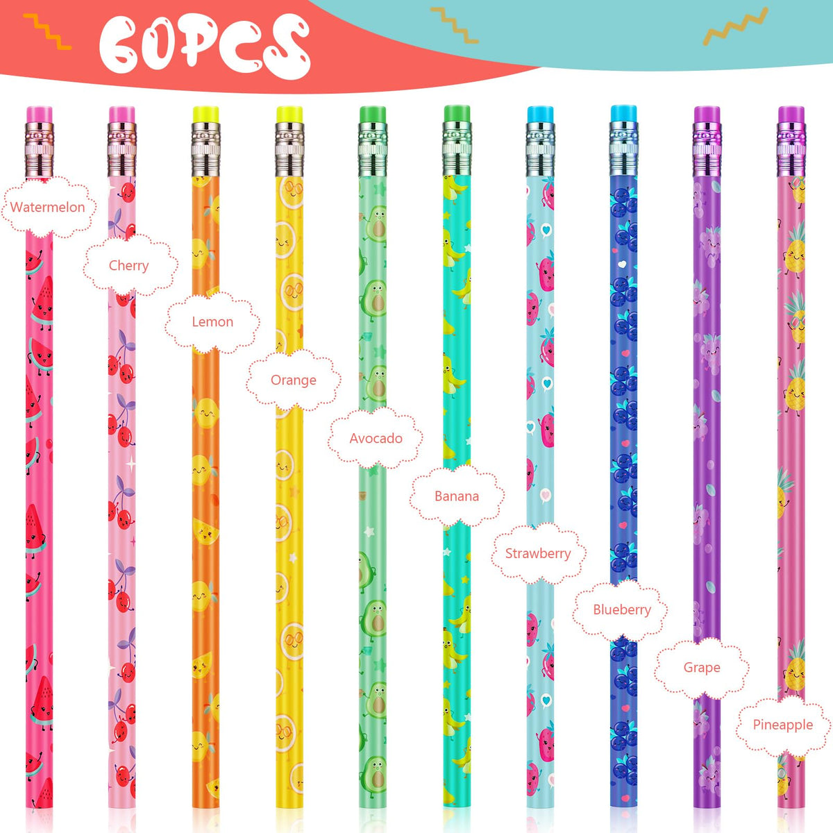 Ireer Scented HB Pencils for Kids, 60 Pack