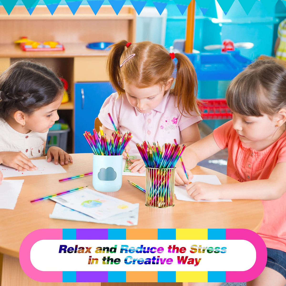 Rainbow Colored Pencils 4-in-1, 96 Pack