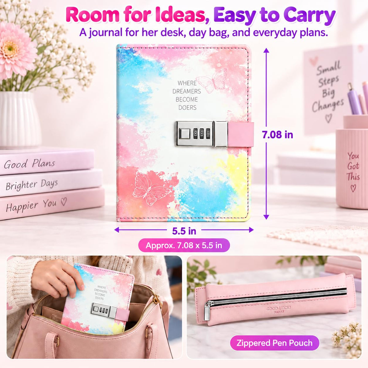 Diary with Lock for Girls 8-12