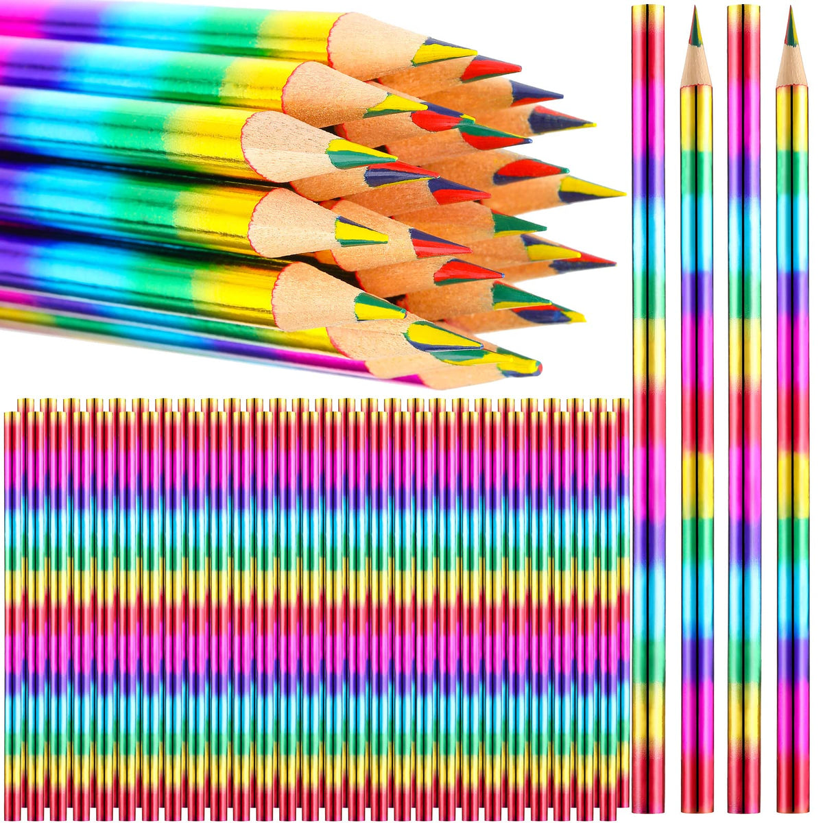 Rainbow Colored Pencils 4-in-1, 96 Pack