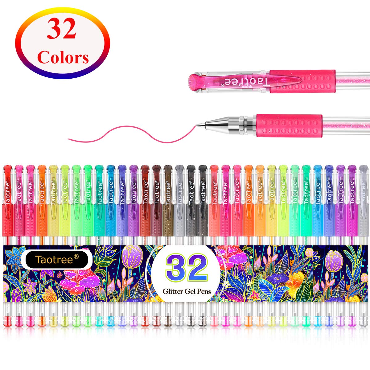 Taotree Glitter Gel Pens, 32 Colors