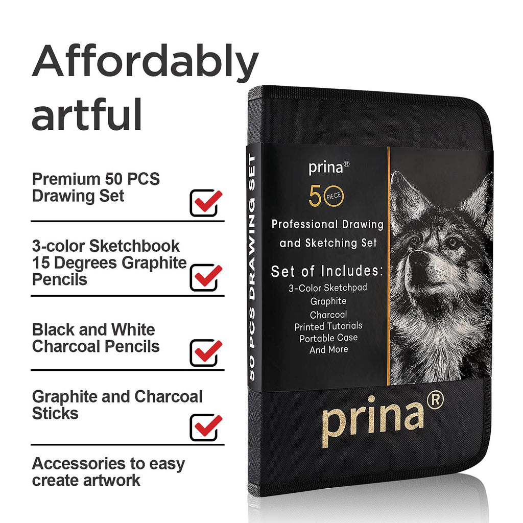 Prina 50-Piece Drawing & Sketch Kit