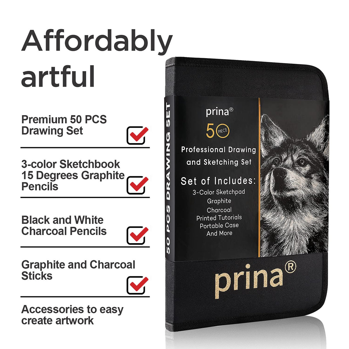 Prina 50-Piece Drawing & Sketch Kit