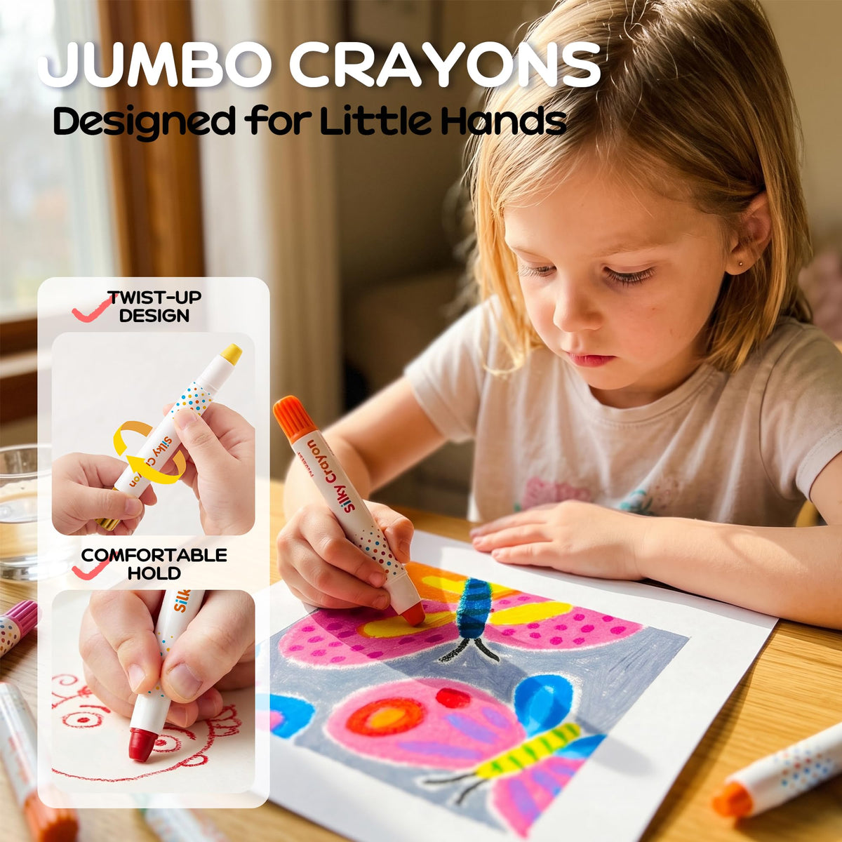 NUSTAR Jumbo Silky Crayons, 36 Colors
