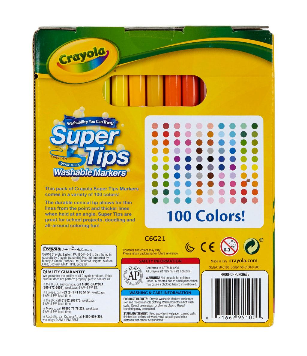 Crayola Super Tips Washable Markers, 100 Count