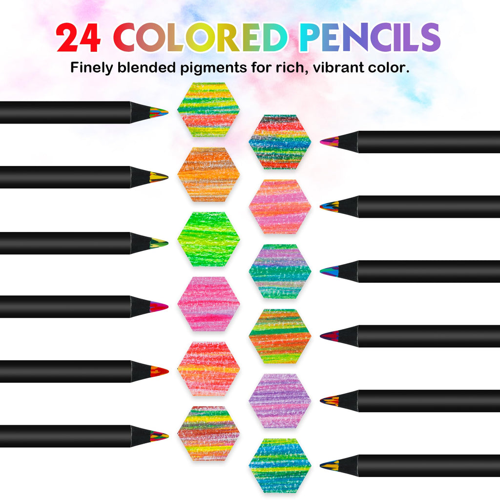 Kird Barken Rainbow Colored Pencils, 24 Pack