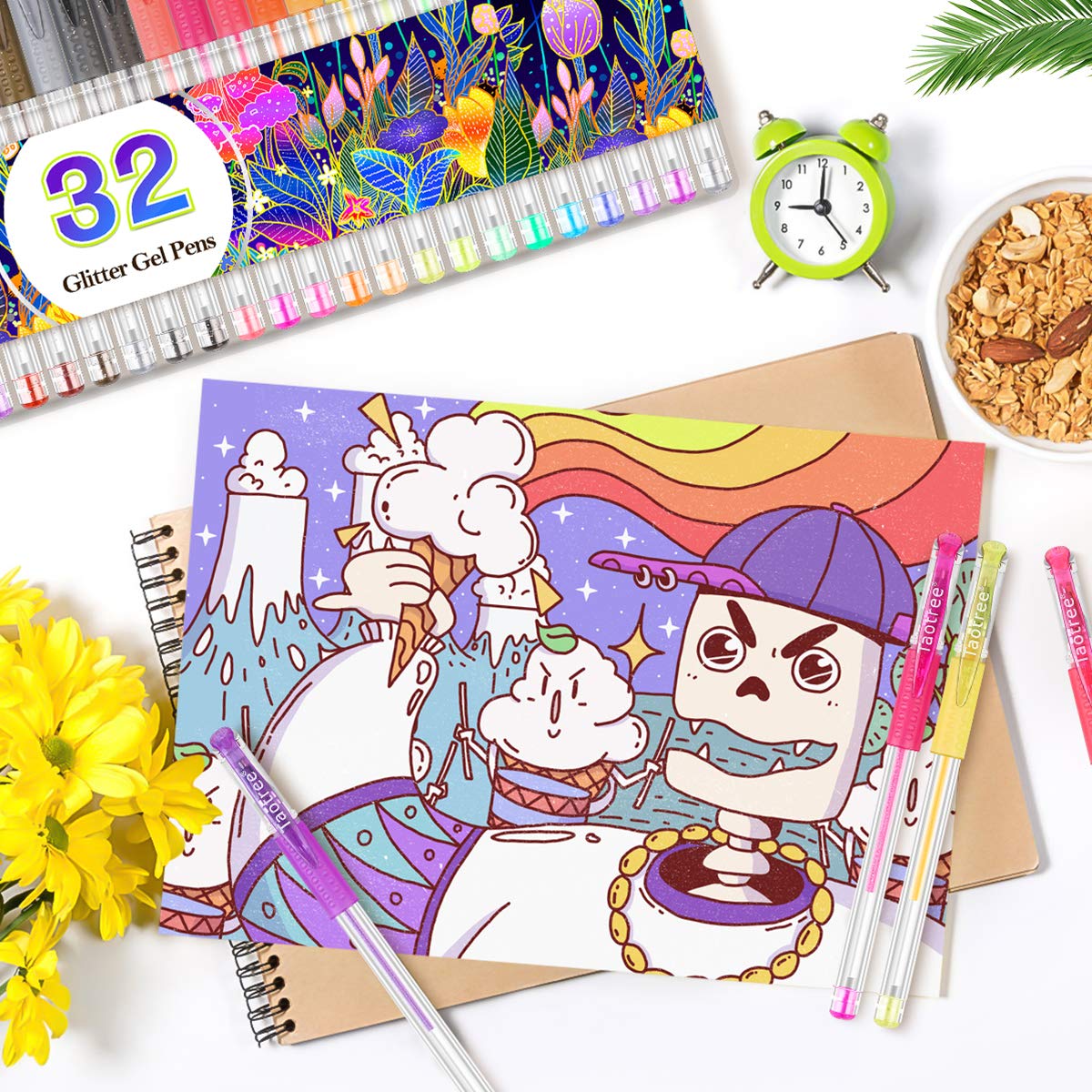 Taotree Glitter Gel Pens, 32 Colors