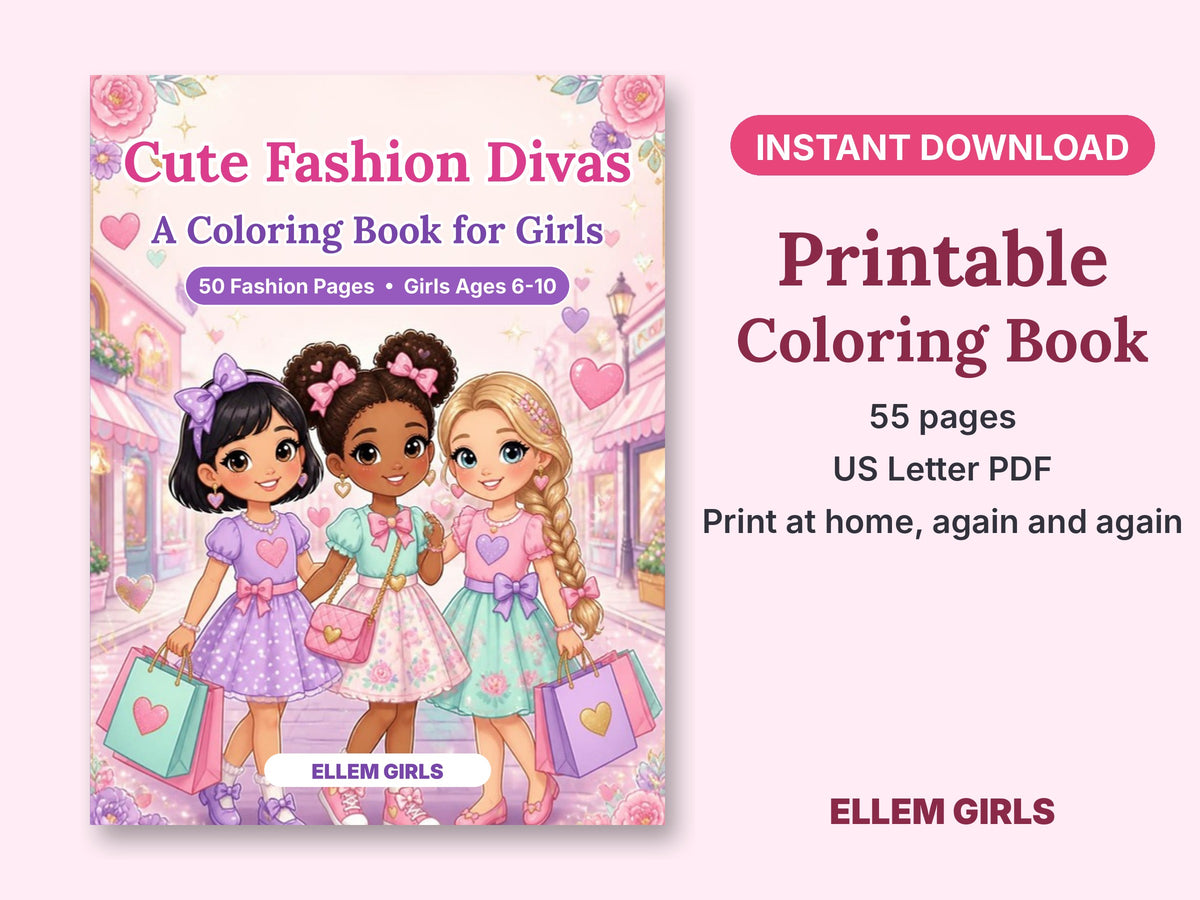 Cute Fashion Divas Coloring Book