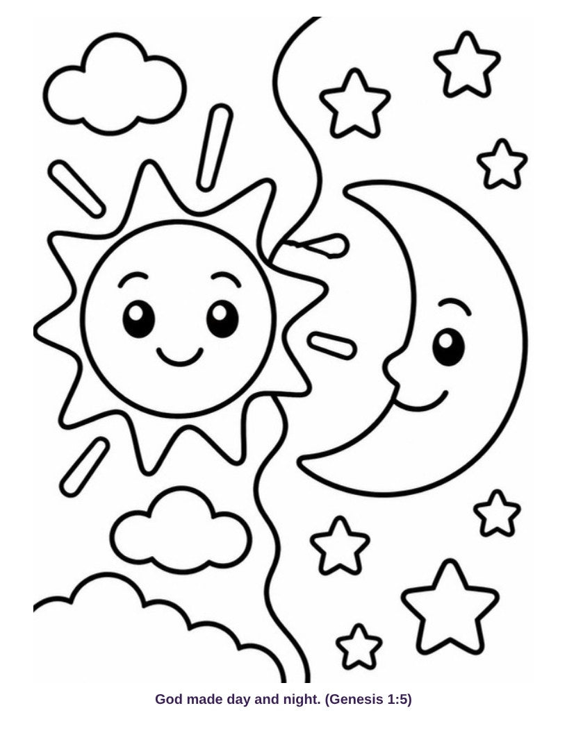 Coloring page: God made day and night