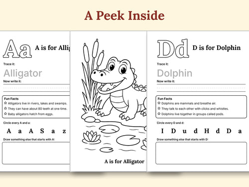 ABC Animal Adventures Educational Coloring Book for Kids Ages 5-10