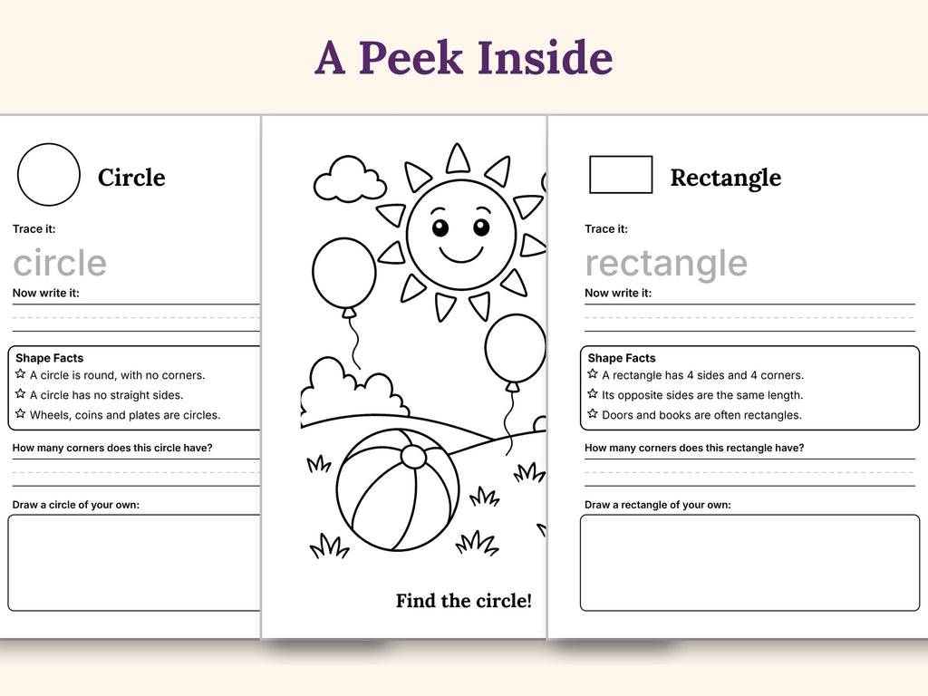 Shapes All Around Educational Coloring Book for Kids Ages 5-10