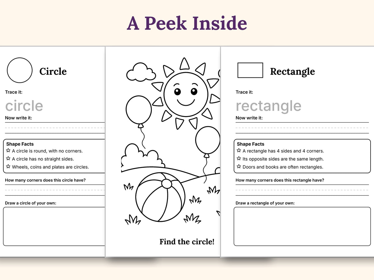 Shapes All Around Educational Coloring Book for Kids Ages 5-10