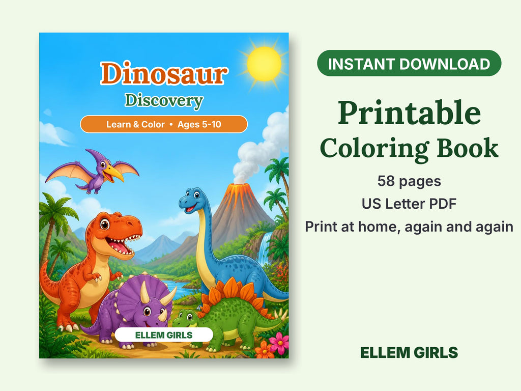Dinosaur Discovery Educational Coloring Book for Kids Ages 5-10
