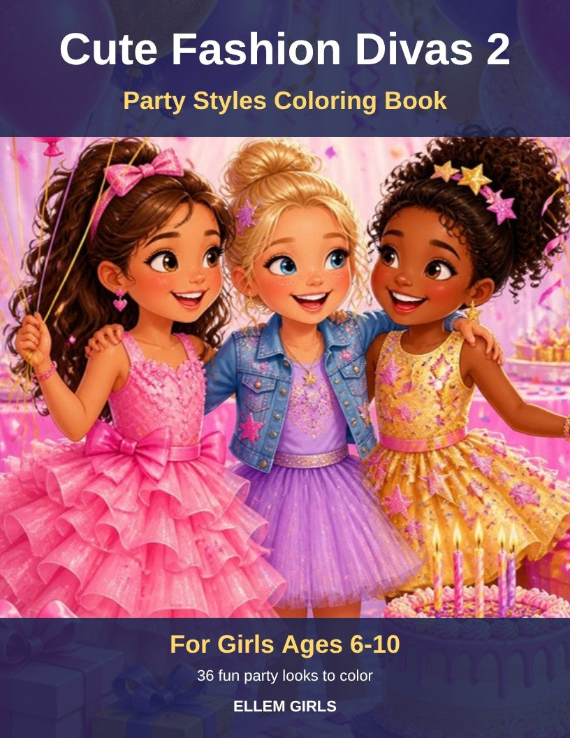 Cute Fashion Divas 2 Party Styles coloring book cover