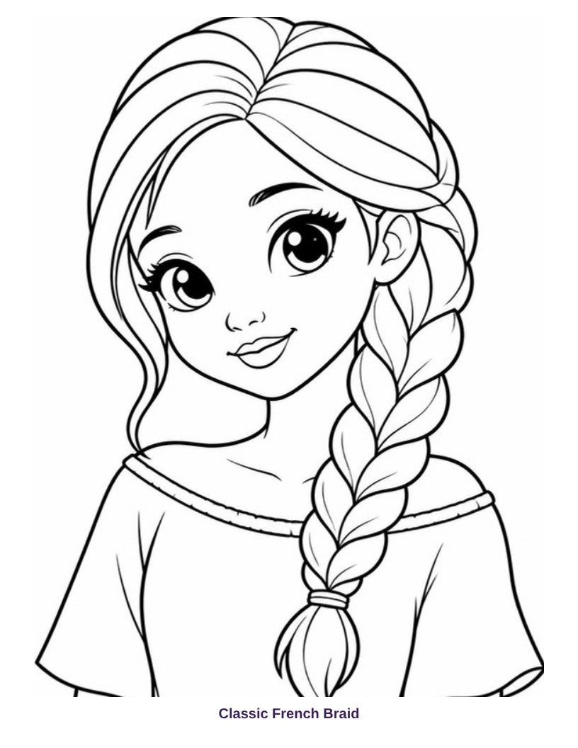 Coloring page: Classic French Braid