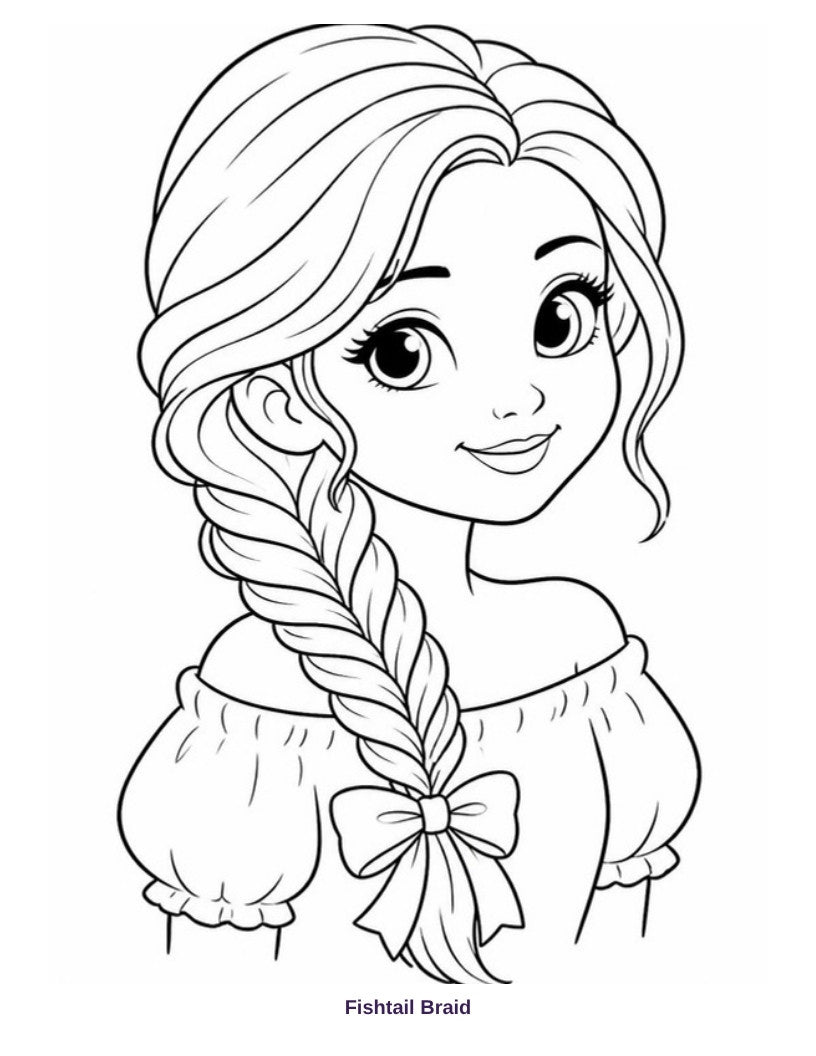 Coloring page: Fishtail Braid