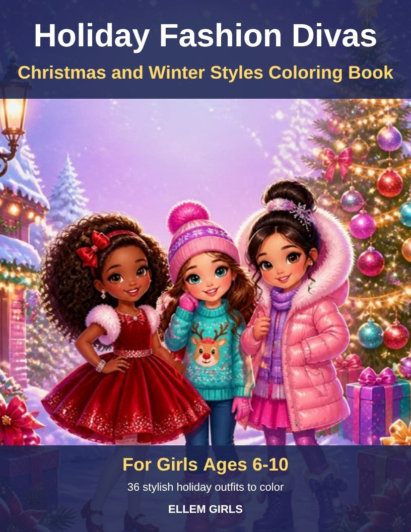 Holiday Fashion Divas coloring book cover