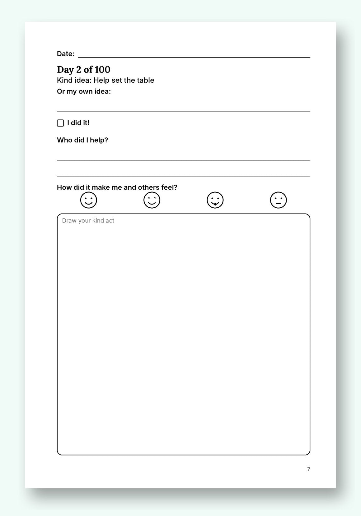 Sample journal page