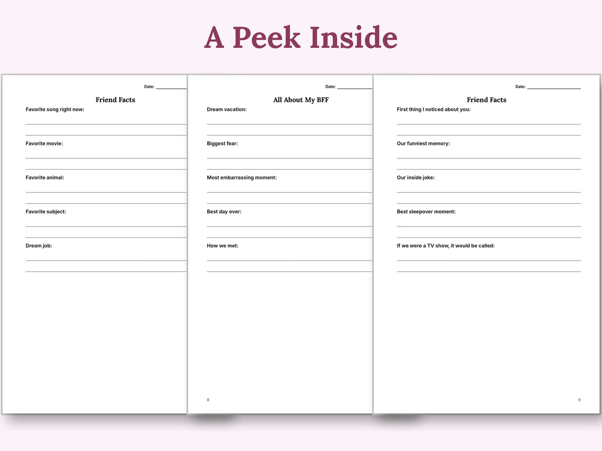 A peek inside: sample journal pages