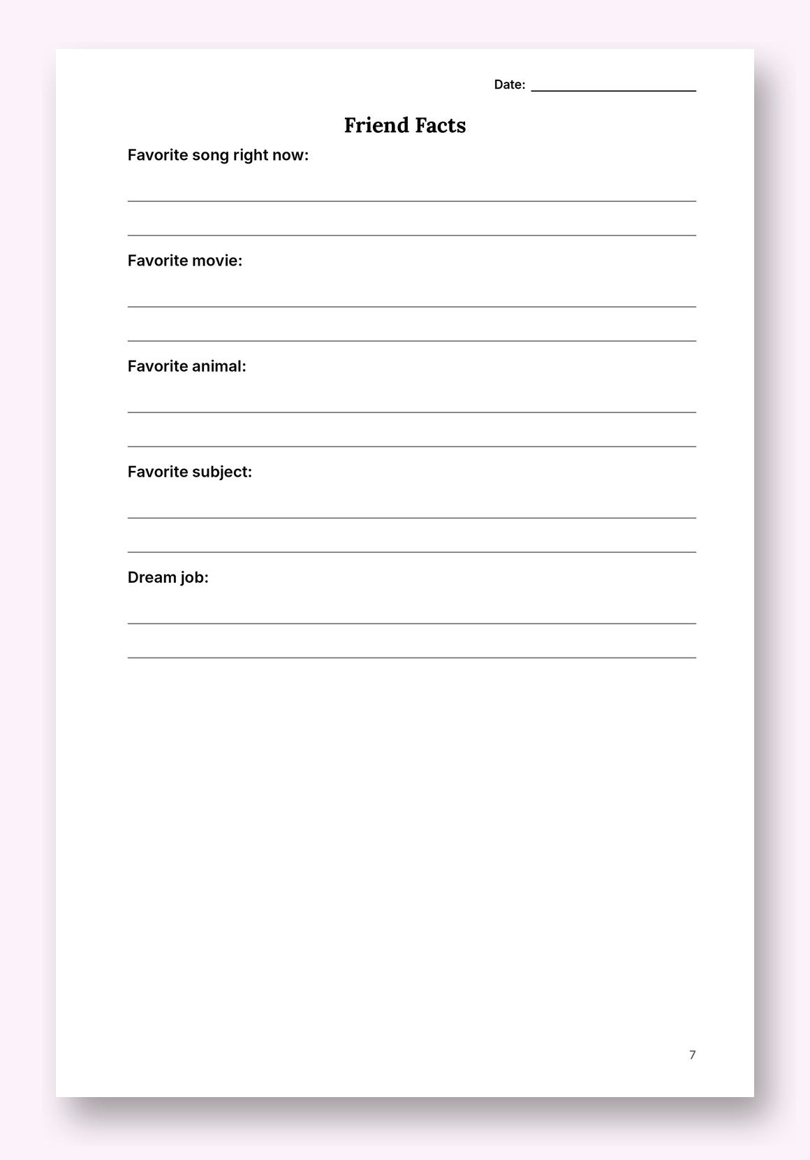 Sample journal page