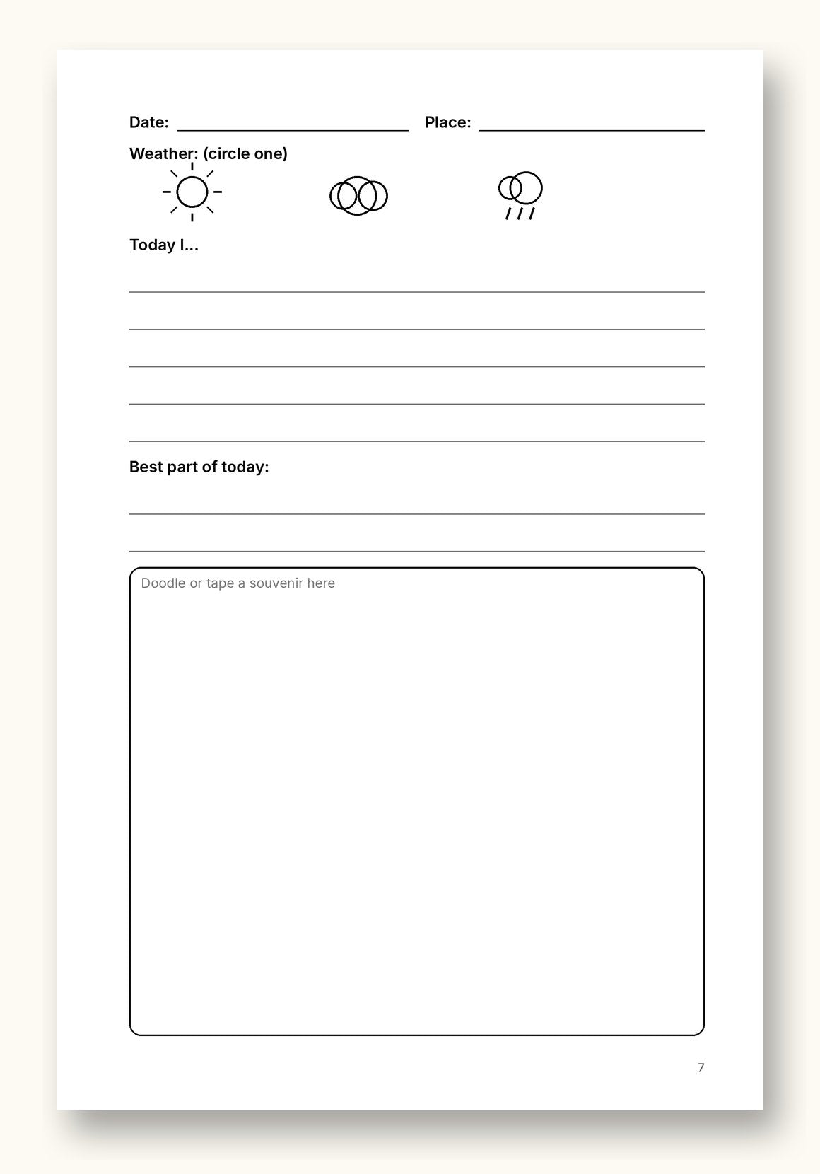 Sample journal page