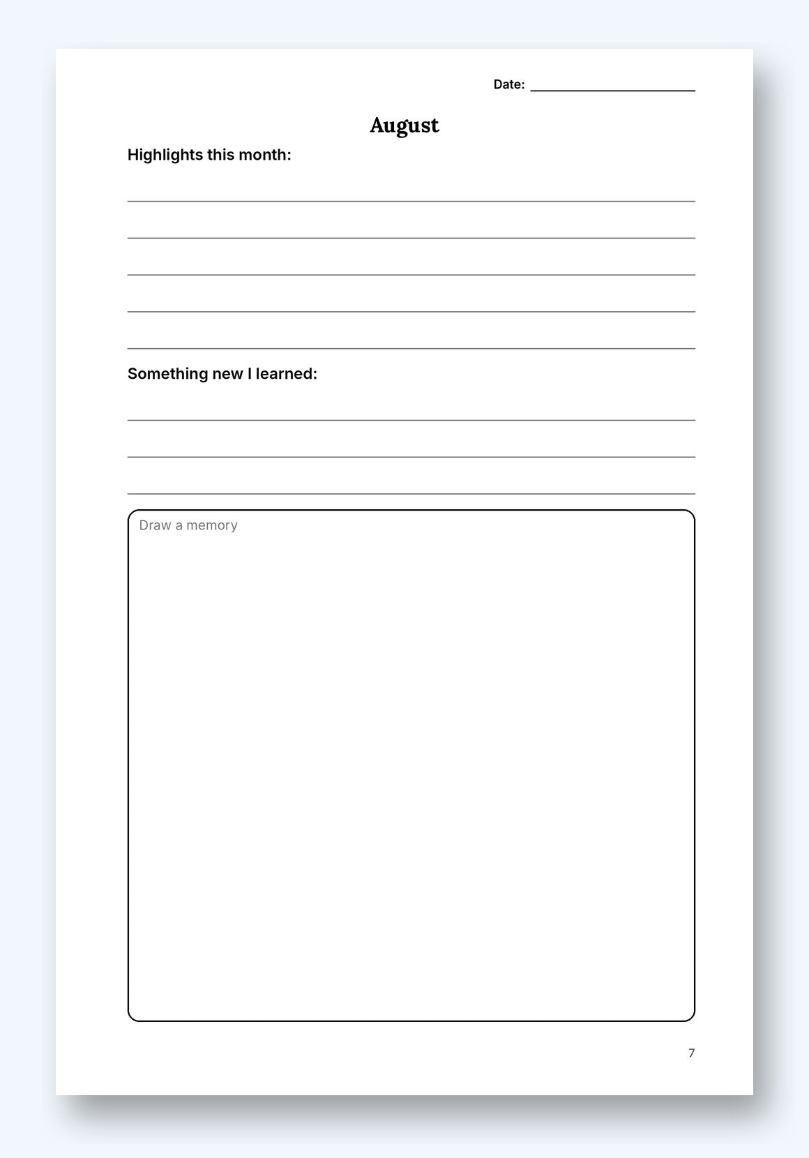 Sample journal page