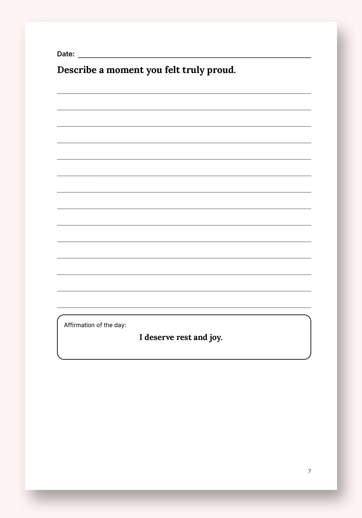 Sample journal page
