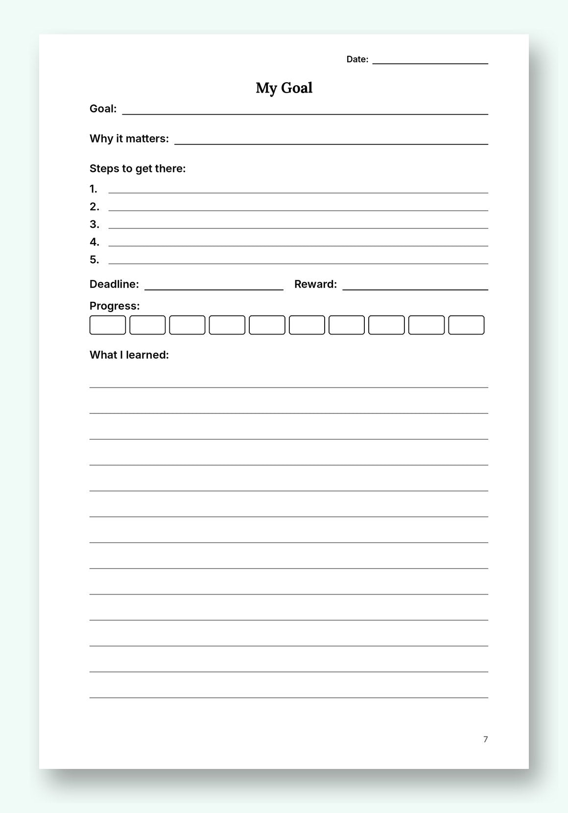 Sample journal page