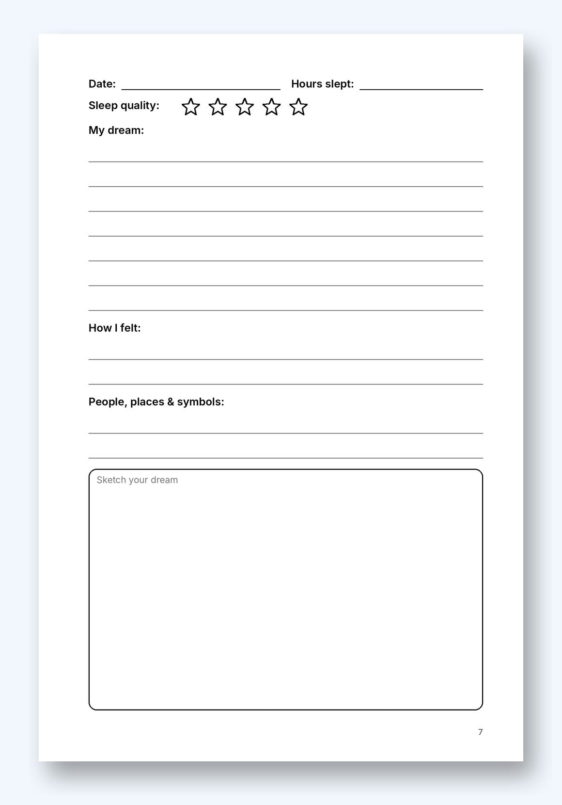 Sample journal page