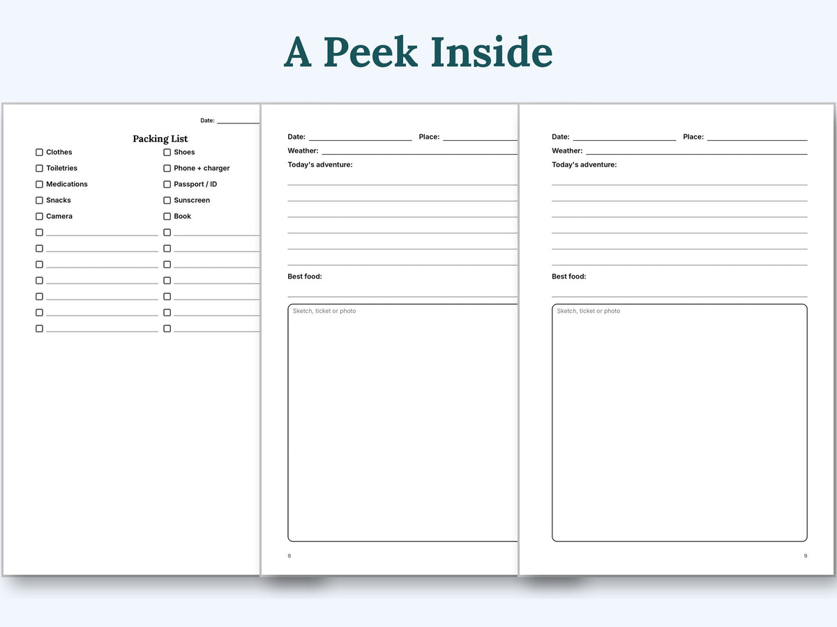 A peek inside: sample journal pages