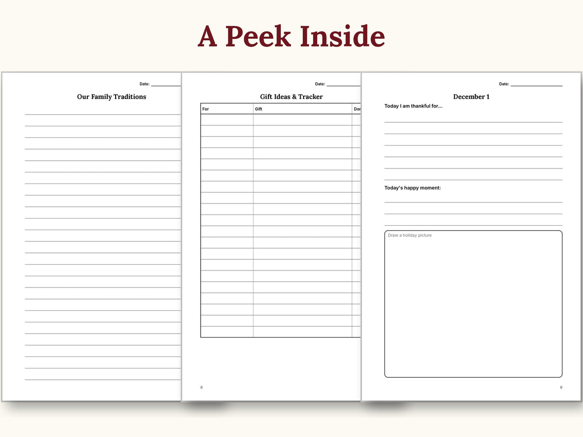 A peek inside: sample journal pages