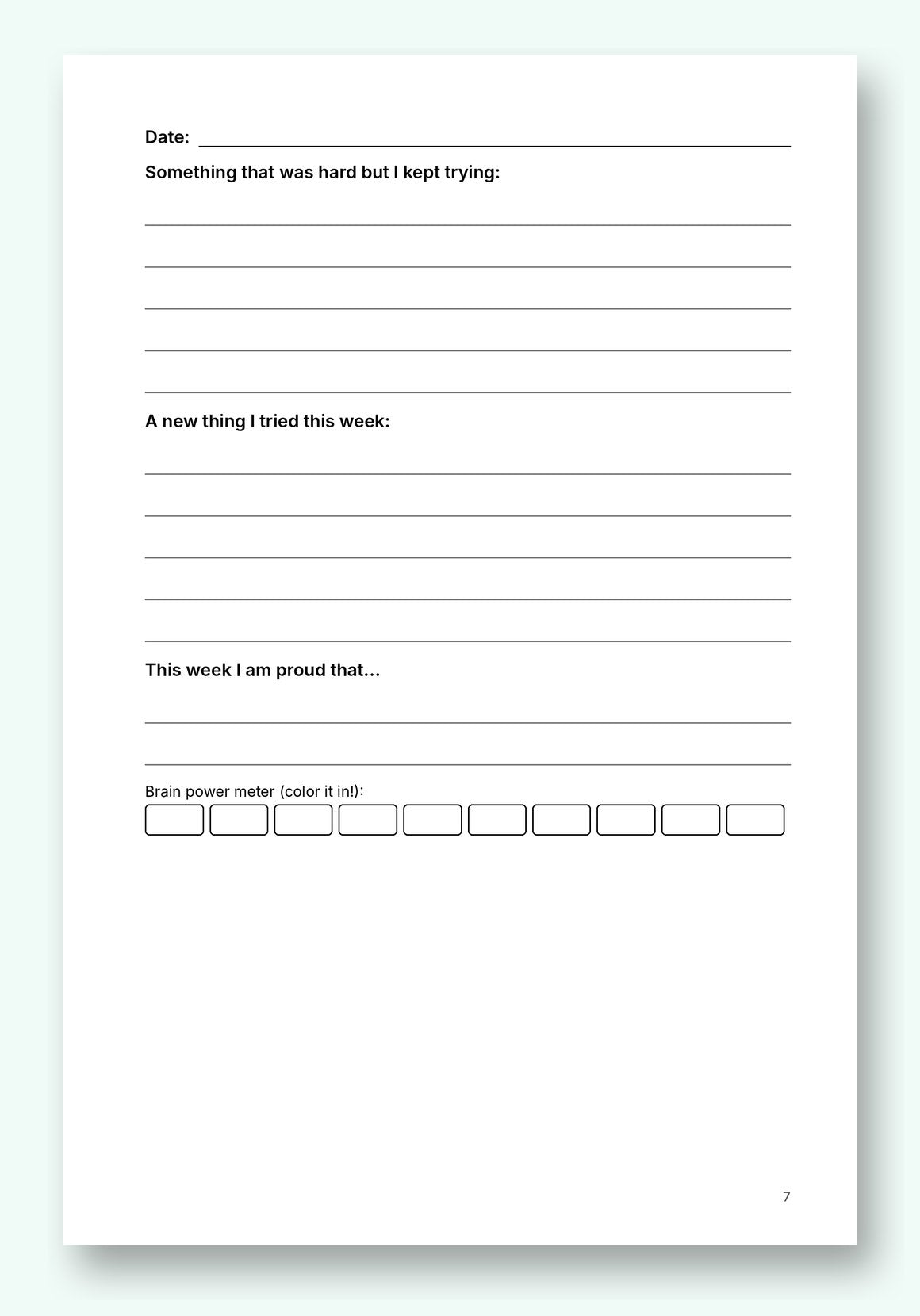 Sample journal page